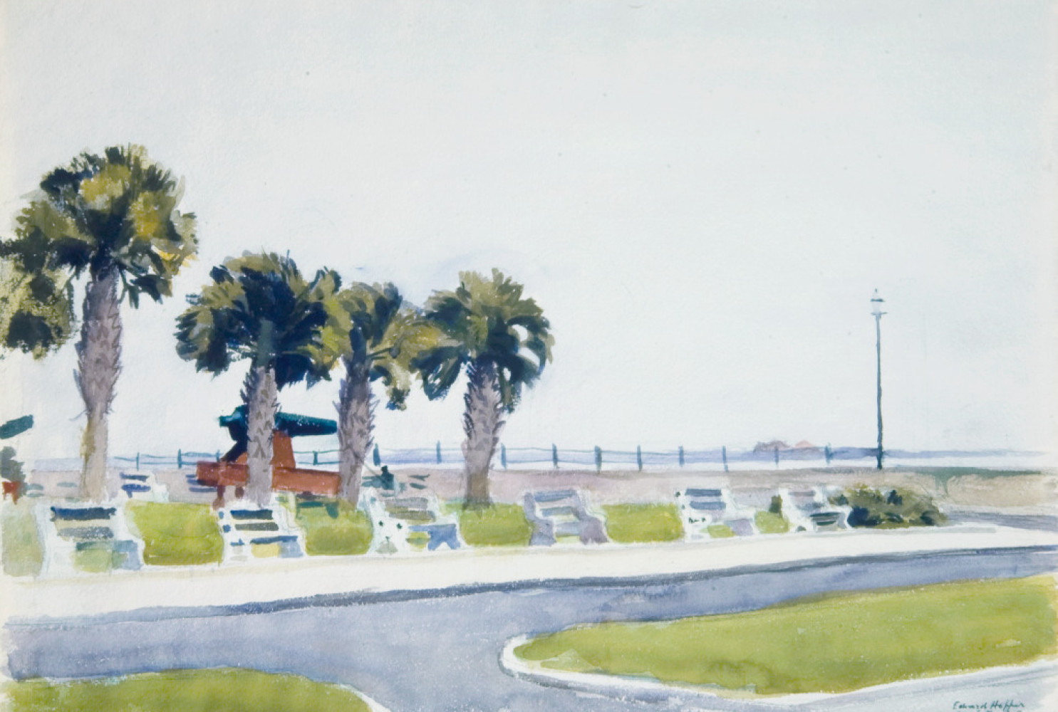The Battery, Charleston, SC.,1929, by Edward Hopper (American, 1882 – 1967). Watercolor, pencil and chalk on paper, 13.875 x 19.875 inches. Museum Purchase. 2024.002.
